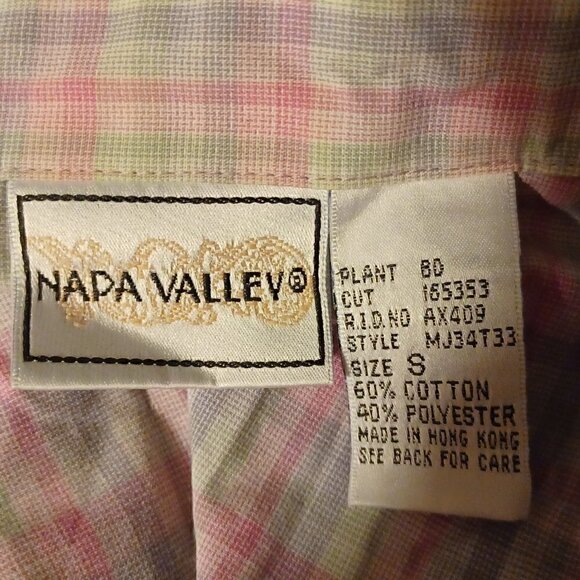 Napa Valley Pastel Plaid  Long Sleeve Shirt - Size Small - Picture 4 of 5